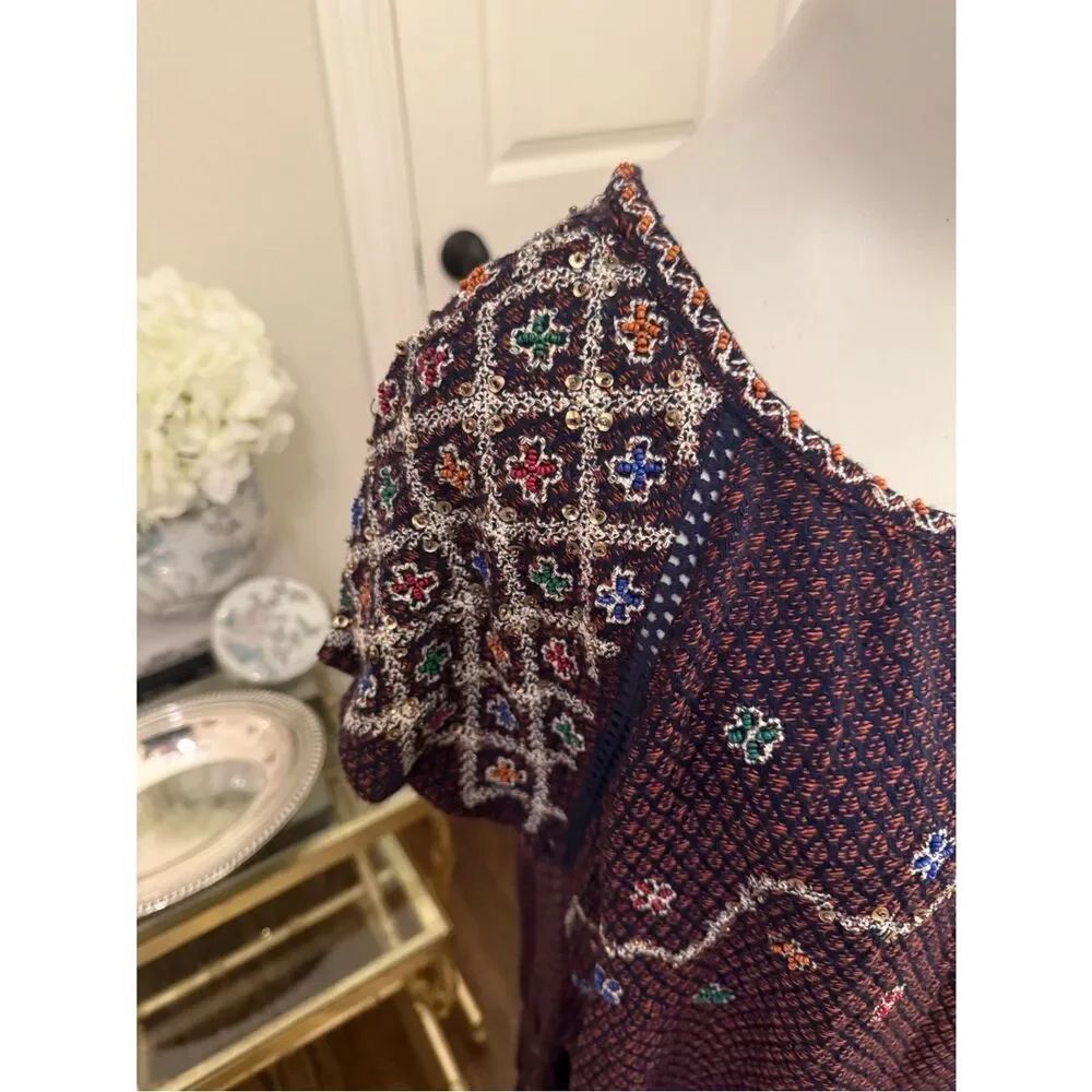 Free People in the Clouds Embroidered Embellished Mini Dress-Tunic
TT15 - Picture 7 of 9